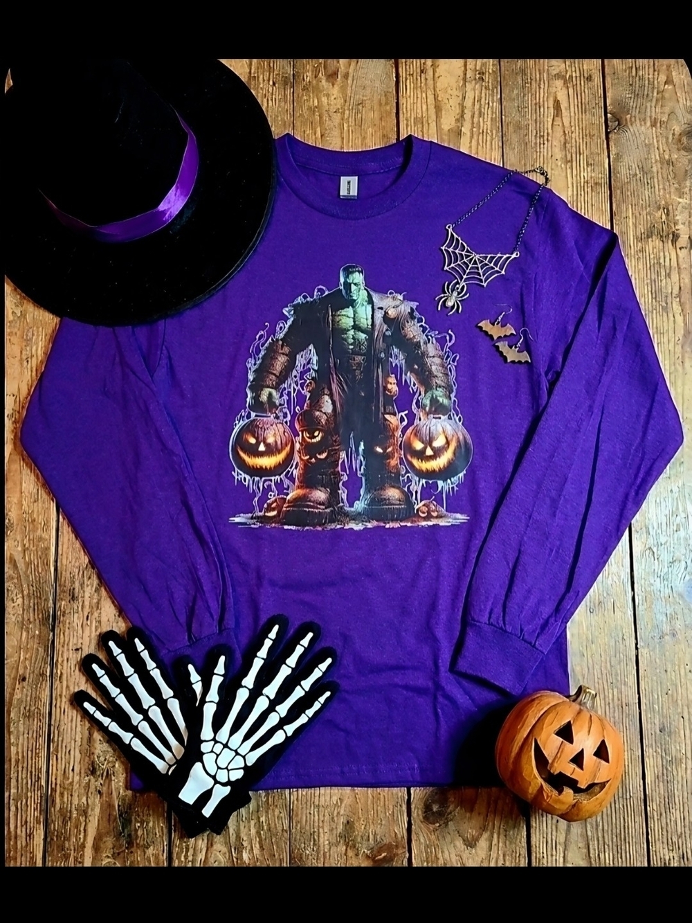 Frankenstein Halloween Long Sleeve Shirt • Unisex Spooky Monster Graphic •
